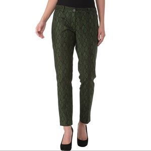 Green Snake Print Women's Pants